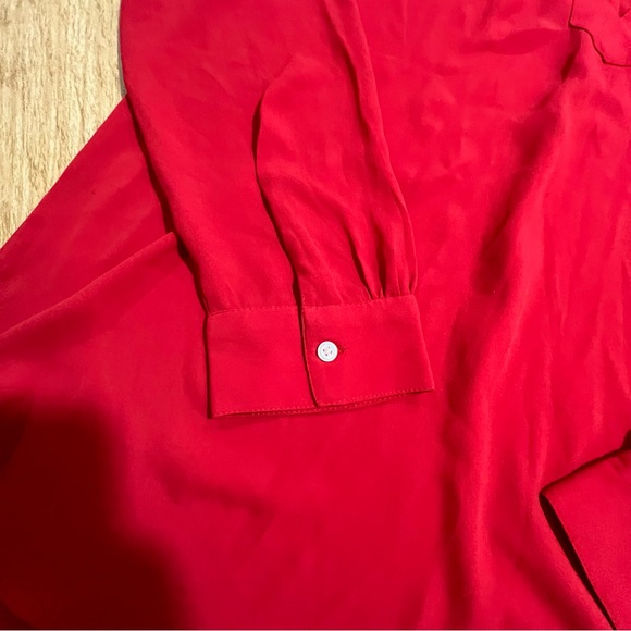 LOFT Long Sleeve Red Blouse Sz M - Picture 3 of 5